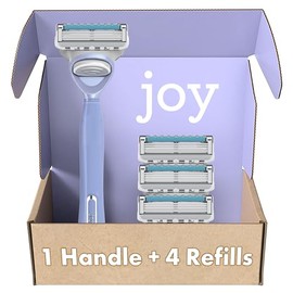 Joy - Mango de afeitar para mujer + 4 recambios de cuchilla de afeitar, color verde azulado