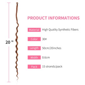 Curly Ends Thin 0.6 cm Dreadlock Extensions 20 Inch Synthetic Wavy Dreadlocks SE Dreadlocks Soft Pre-Twisted Dreads 15 Strands