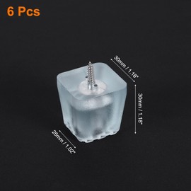 sourcing map 6 Pcs 1.18x1.18 Inch Square Rubber Furniture Feet with Screws, Washer, Non-Slip Furniture Floor Pads for Chair Table Sofa Couch Legs, Clear