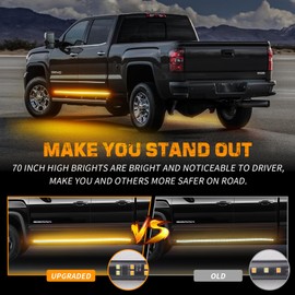 XRIDONSEN 2PCS 70 inch Emergency Truck Amber Strobe Lights Strip 864 LED Running Board Lights Bar Flashing Warning Hazard Safety Lights Waterproof Flexible for Trucks Construction Vehicles Pickup SUV