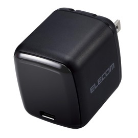 Elecom EC-AC8565BK Charger, 65W USB PD Compatible, Compact, Type-C 1 Port, PPS Compatible, GaN II Technology, PSE Certified, Black, Compatible with iPhone 16, 15, iPad, MacBook, etc