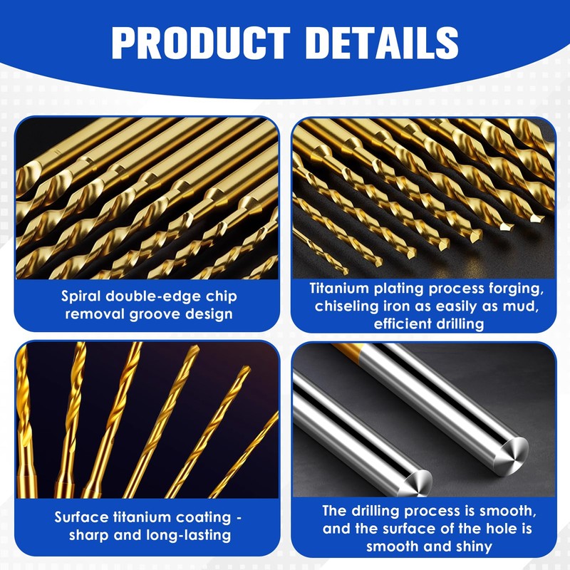 10Pcs Mini Twist Drill Bit Set, 0.6mm-2.2mm Micro Engraving Drill