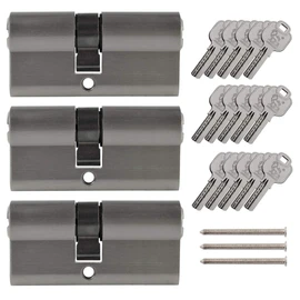 3x Profile Cylinder 65 mm 30/35 Keyed Alike Including 15 Keys