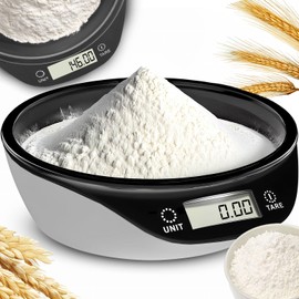 Retoo Kitchen Scales with Bowl, Removable, up to 5 kg, Cooking Scales for Baking and Cooking, LCD Display, Digital Scale, Household Scales with Large Mixing Bowl, Food Scales White Black