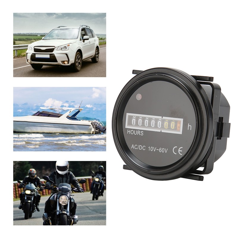 Boat Hour Meter 2.4in Diameter Maximum 99999.99H High Accuracy Mechanical