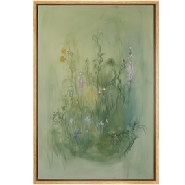 MUDECOR Framed Canvas Print Wall Art Soft Green Wildflower Meadow Nature-Inspired Botanical Illustrations Minimalism Decorative Bohemian Geometric Retro for Bedroom - 24"x36" NATURAL