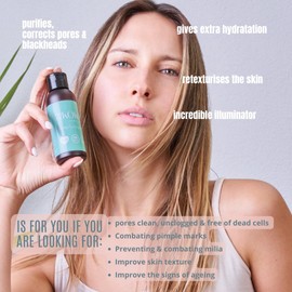 Gesichtsreiniger für alle Hauttypen. Peeling-Toner für das Gesicht. Korrektor und Reiniger. Feuchtigkeitsspendend. 100-ml-Behälter. Gesichtsreinigungsgel mit superleichter Textur schneller Absorption.