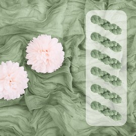 Aktor 6 Pack Sage Green Cheesecloth Table Runner 10Ft Gauze Table Runner Boho Semi Sheer Cheese Cloth Fabric Runners for Wedding Birthday Baby Shower Party Table Decoration（Sage Green）