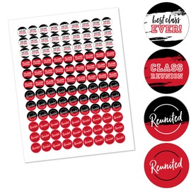 Big Dot of Happiness Reunited Red - School Class Reunion Party Round Candy Sticker Favors - Labels Fit Chocolate Candy (1 Sheet of 108)