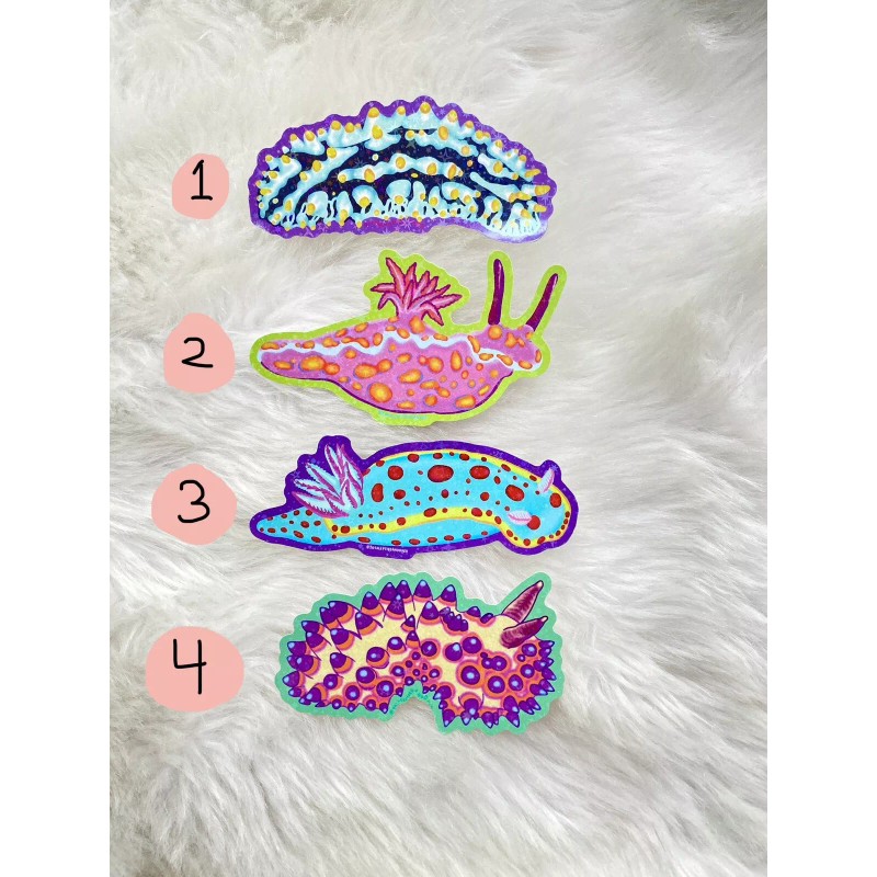 Totally tied and dyed Nudibranchs Sea Slug Holographic Vinyl Sticker