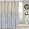 Linen Button Farmhouse Beige Shower Curtain,Bowknot,Linen and Cotton Woven Fabric,Pleated