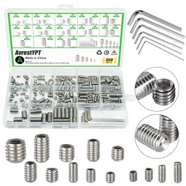 300 Pcs 24 Size Set Screws Assortment Kit (M3, M4, M5, M6, M8) Metric & SAE Allen Set Screws for Bathroom Fixture Metric Bolt Assortment for Door Knobs, Faucets, Plumbing
