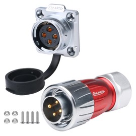CNLINKO M20 Waterproof Connector，DH Series 20 2/3/4/5/7/9/12 Pin Bayonet Connecting Type Metal Shell Soldering Male Plug Female Socket IP68 Connectors (4-Pin)