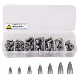Fishing Weights Kit 83pcs Bullet Shape Weights for Bass Fishing Texas Rigs Worm Weights Fishing Sinkers Freshwater Saltwater Fishing Tackle