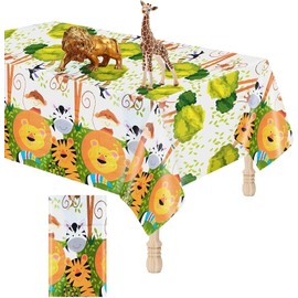 AIMALL Animal Jungle Zoo Safari Party Supplies Plastic Tablecloth Table Cover - Durable Plastic, Vibrant Animal Print for Kids Birthday