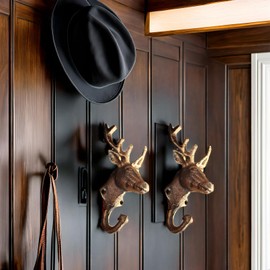 lst2020 Coat Hooks 2 Pieces of cast Iron Antler Single Hook Wall Hook Bedroom Garden Home Decoration Coat hat Towel Bag Key Antler Rack