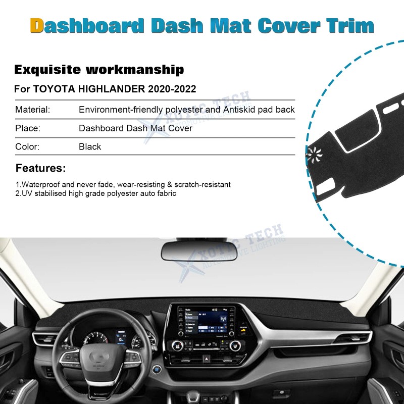 Xotic Tech Fit 20-25 Toyota Highlander Dashboard Cover Anti-Sun Carpet