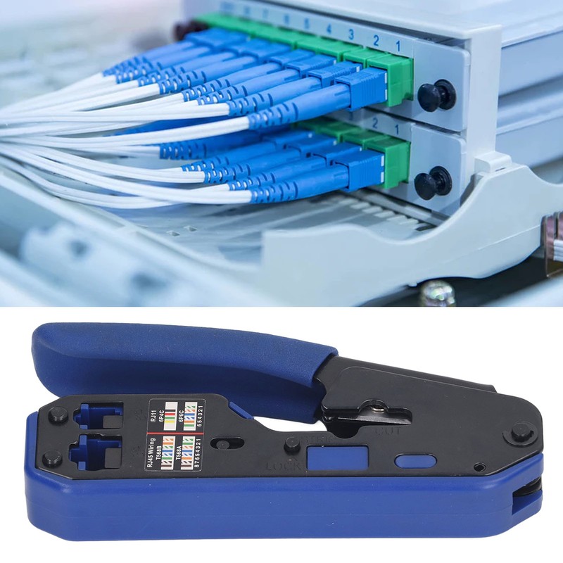 RJ45 Crimping Tool Kit Network Cable Ethernet Jack Pass Through