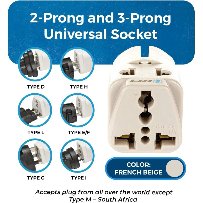 Orei Universal Travel Power Adapter With Dual Ports For Europe