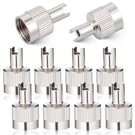 10pcs Metal Tire Valve Stem Caps Slotted Slot Valves Caps with Valve Core Remover Tire Valves Air Dust Cover with O Rubber Ring Universal Tires Stem Covers for Cars SUV Trucks Bikes Motorcycles