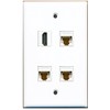 RiteAV - 1 Port HDMI 3 Port Cat6 Ethernet White Wall Plate