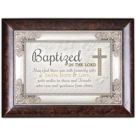 Cottage Garden Baptized in The Lord May God Bless You Burlwood Jewelry Music Box Plays Friend in Jesus