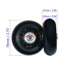 2.8 Inch Wheels Wear-Resistant Mute Luggage Suitcase Replacement Wheels Rubber Swivel Caster Wheels Repair Kits (70mm x 2 Sets)