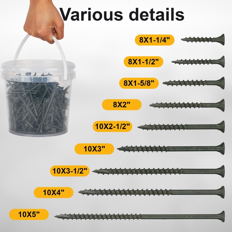 Bobibbi Deck Screws #10 x 4’’, T25 Star Torx Drive