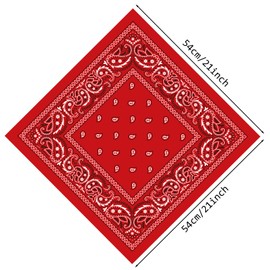 PLULON 4 Pack Red Bandanas for Men Women, Paisley Pattern Bandana Bulk Headbands Men Handkerchief Face Mask Square Scarf Headwear 100% Polyester