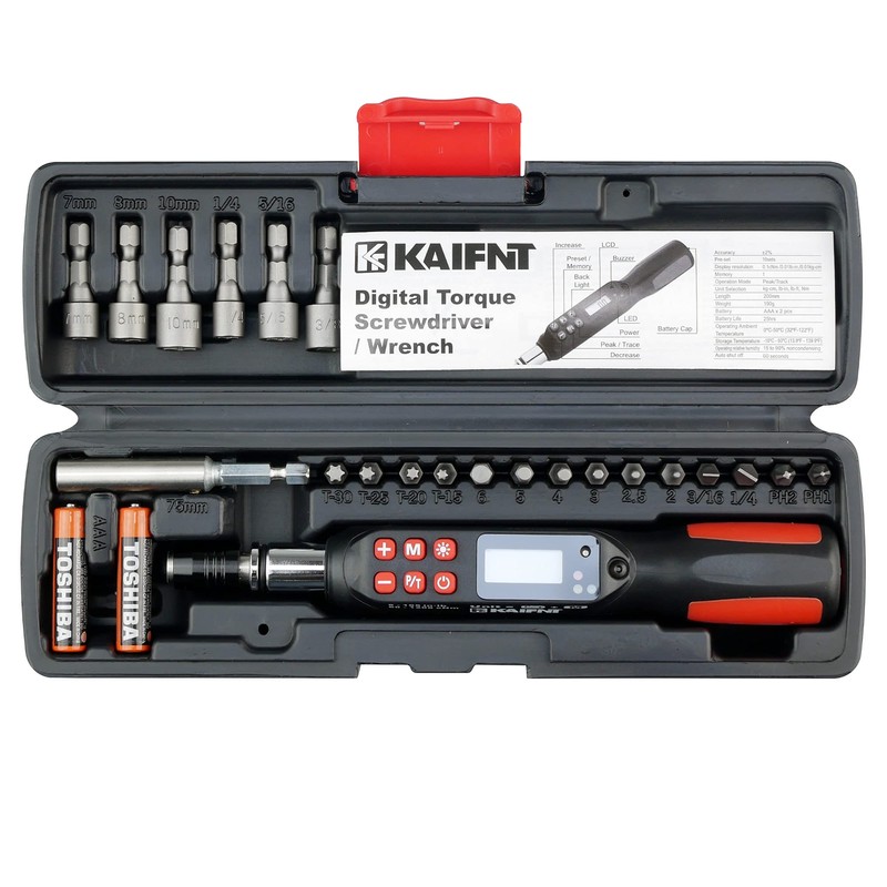 KAIFNT K551 Digital Torque Screwdriver/Wrench Set, 5 to 85 in·lbs,