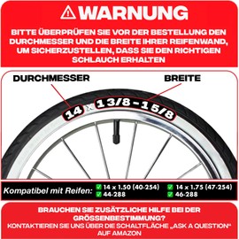 14 x 1 3/8 x 1 5/8 44-288 Pushchair Inner Tube 14 Inch with Straight Valve with Mounting Levers | Pack of 2 | Scooter Tyres Pram Tricycle Balance Bike Trailer