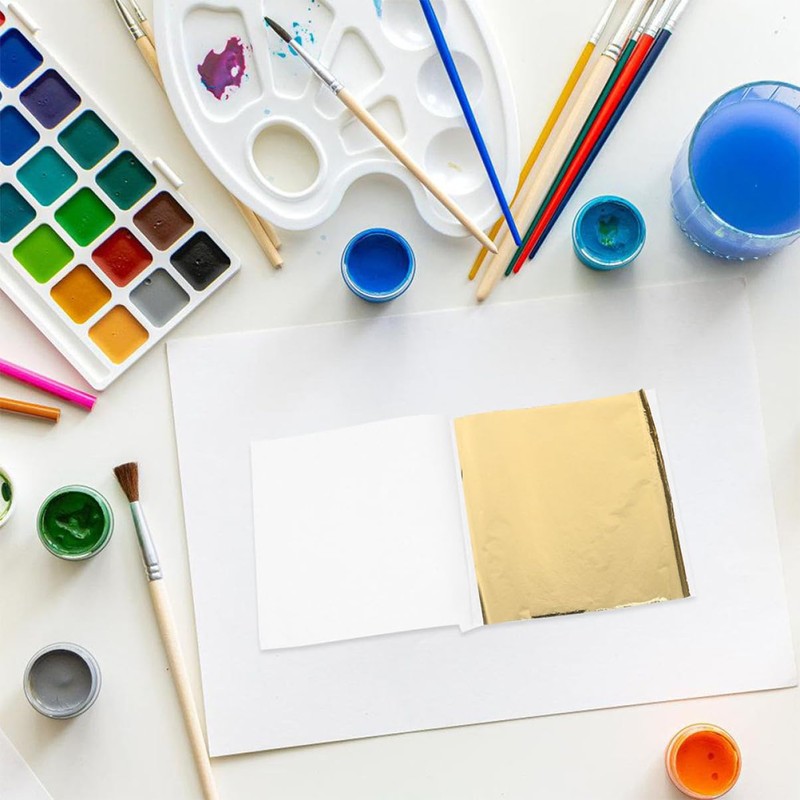 TEHAUX 200pcs Gold Foil Sheets for Crafts and Art Projects