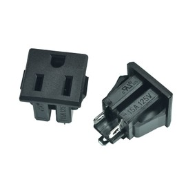 FILSHU Panel Mount Outlet Power Socket AC 125V 15A US Plug 3 Pins Panel Screw Mount Type Female Connectors Adapter,Black,10PCS