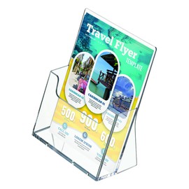 DISPLAY SALES Table brochure holder for DIN A5 flyers, A5 brochure stand in portrait format, flyer stand made of transparent acrylic, 25 brochure stands for any occasion