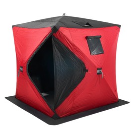 VEVOR Portable Pop-Up Ice Fishing Tent, 3-4 Person Insulated Ice Shelter, 35 sq ft Fishing Area, Hub-Style Thermal Ice Shanty for Winter Fishing, Ice Cube with Anchors, Ropes, Carrying Bag, 71"x71"