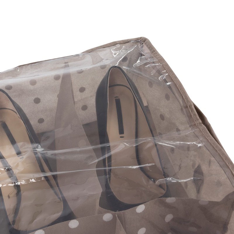 Compactor Rivoli 12 Compartment Under bed Shoe Storage Bag, Cappuccino/White