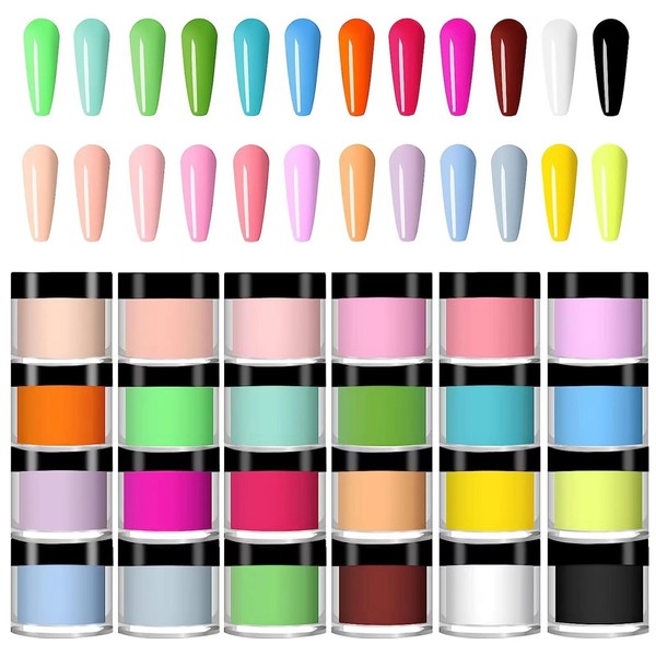 L-Bulice 24 Color Acrylic Nail Powder Set, Acrylic Powder Set,