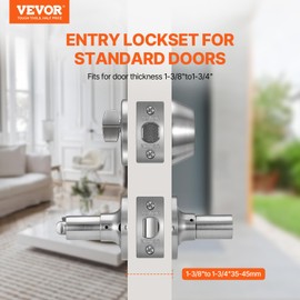 VEVOR Entry Door Locksets with Deadbolt, 5 Pack Satin Nickel Entry Lever and Single Cylinder Deadbolt, Keyed Alike Combo Pack, Fit for 1-3/8" to 1-3/4" Door Thickness, for Entrance and Front Door