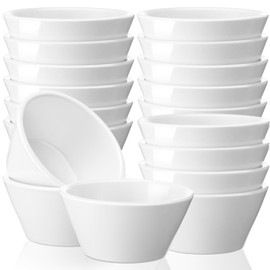 Domensi 18 Pcs 8 oz Porcelain Bowls Small Dessert Bowls Porcelain Broth Cups Soup for Ice Cream Dipping Sauce Bouillon Soups Salads Cereal, Microwave and Dishwasher Safe
