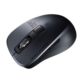 Sanwa Supply MA-BTBL155BK Bluetooth 5.0 Mouse, Silent, Blue LED, 5 Buttons, 2400 dpi (3 Level Switching), Small, Black