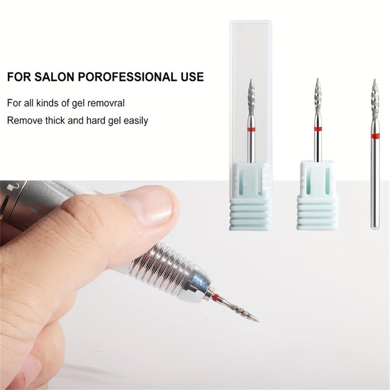 Acycoin2A 2PCS Tornado Flame Diamond Nail Drill Bit 3/32" Manicure