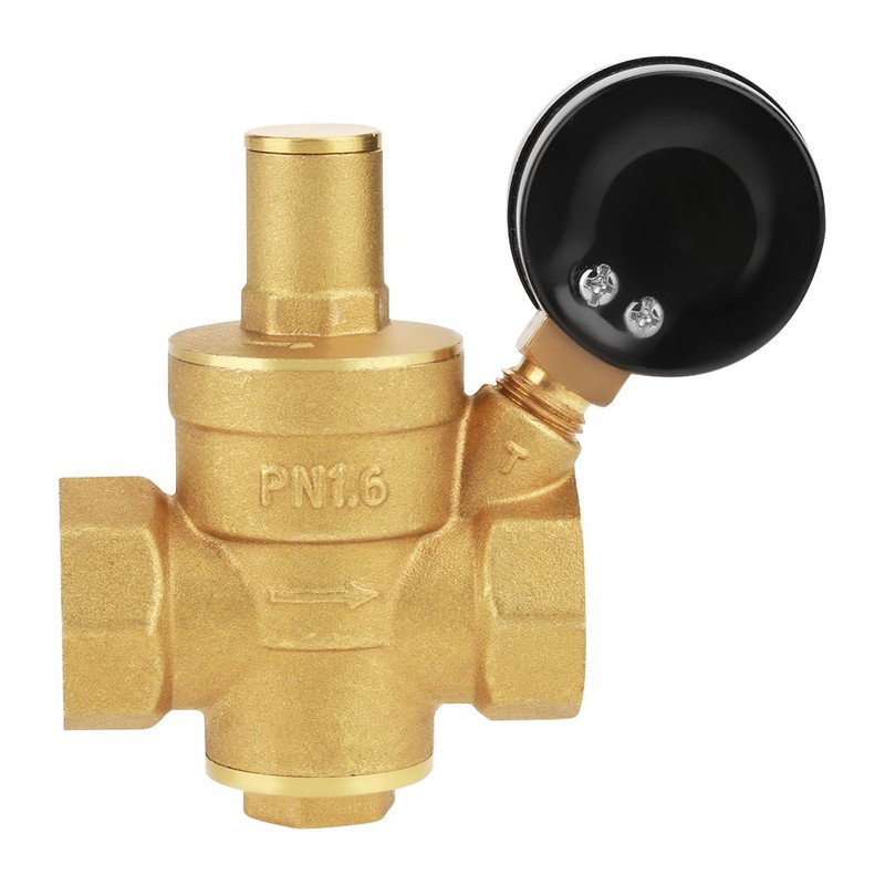 DN20 Brass Adjustable Water Pressure Reducing Valve with Pressure Gauge