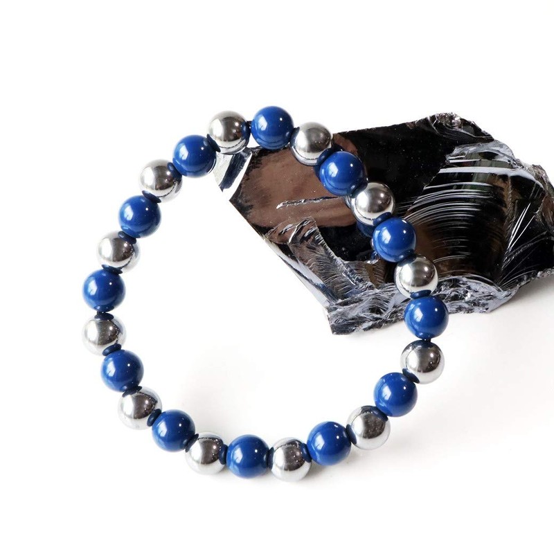 GOLD STONE Terahertz Ore, Northern Stone Blue Bracelet, 0.3 inches
