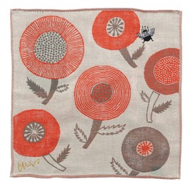 Kusubashi Ori Mon A-64794-86-BE Morita MiW Gauze Handkerchief, Carpenter Bee, Beige, Approx. 9.8 x 9.8 inches (25 x 25 cm)