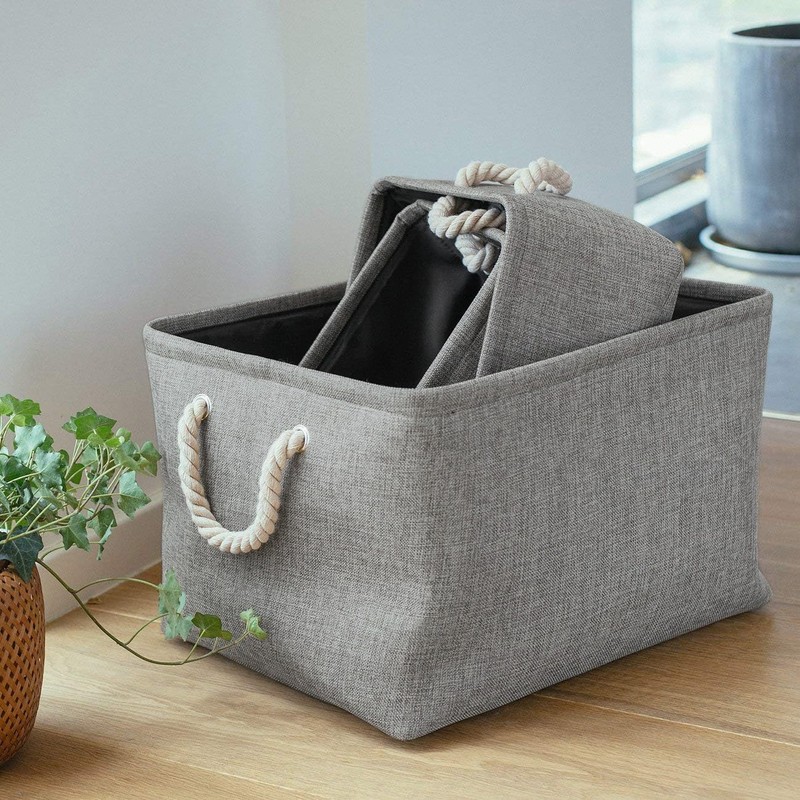 Mangata Foldable Storage Boxes, Large Fabric Baskets, Pack of 3