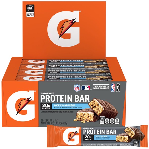 Gatorade Whey Protein Bars, Cookies & Crème, 2.8 oz bars