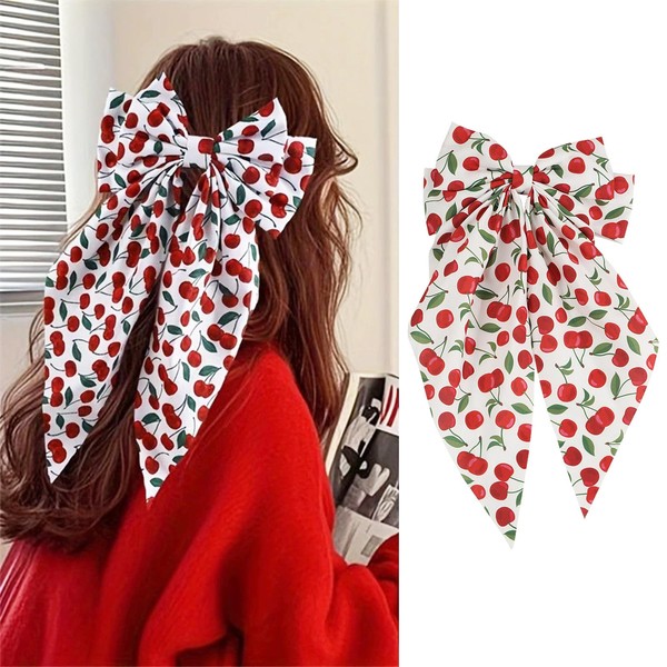 clvpai Cherry Hair Bows Clips Fruit Bows Hair Clips White