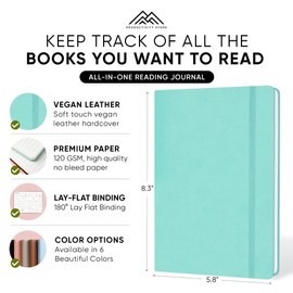 PRODUCTIVITY STORE Reading Journal, Book Journal & Book Tracker - Best Gifts For Book Lovers & Gifts For Readers - 65 Book Reviews - A5, 5.8” x 8.3 - Teal