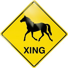 Horse Crossing Metal Sign 12 x 12 inches