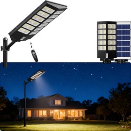 iodoo 7200W Solar Street Lights Outdoor Motion Sensor Wall Light - 480pcs LED True 96000LM Wide Angle Solar Lights,Waterproof IP66 Street Lights Solar Powered for Playground Yard (7200W)